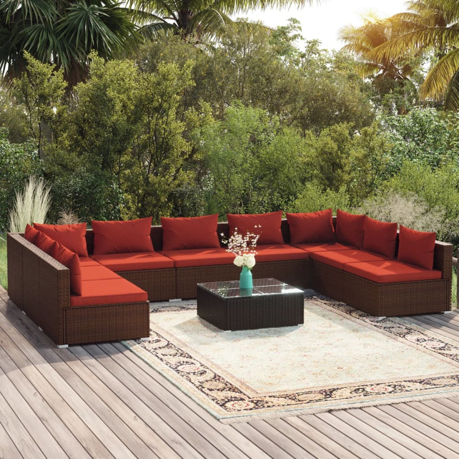 10-Delige Loungeset Met Kussens Poly Rattan 1