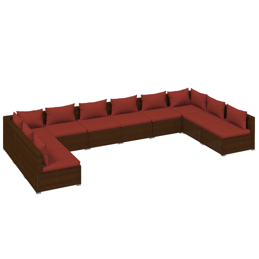 10-Delige Loungeset Met Kussens Poly Rattan 1
