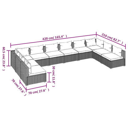 10-Delige Loungeset Met Kussens Poly Rattan 1