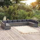 0-Delige Loungeset Met Kussens Poly Rattan Grijs En Antraciet 2x hoek + 8x midden