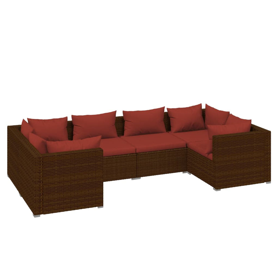 6-Delige Loungeset Met Kussens Poly Rattan 1