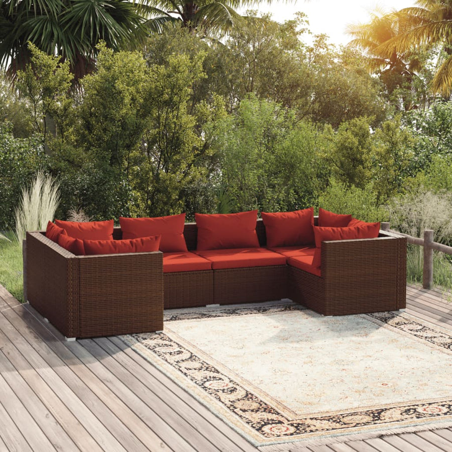 6-Delige Loungeset Met Kussens Poly Rattan 1