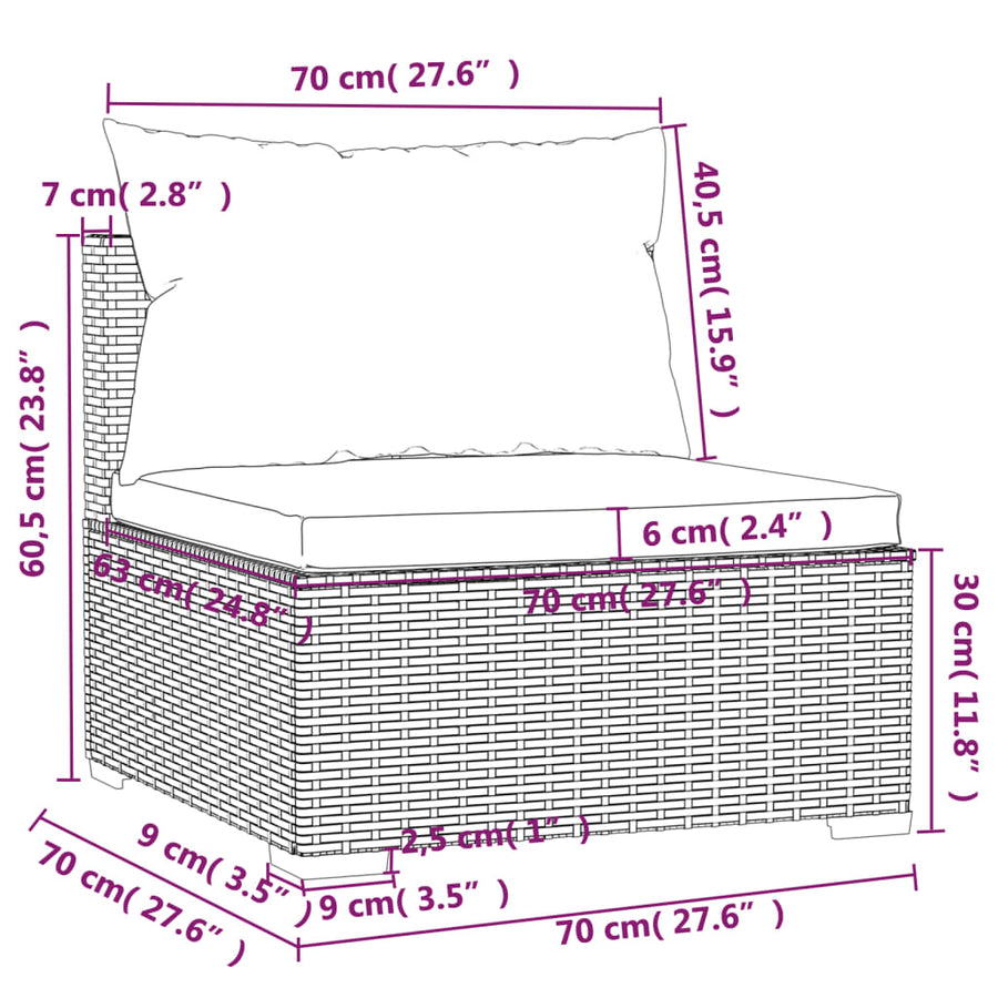 7-Delige Loungeset Met Kussens Poly Rattan 1