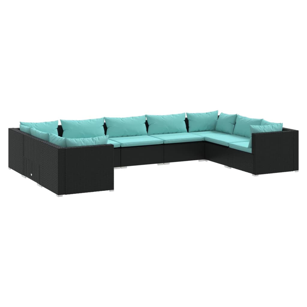 9-Delige Loungeset Met Kussens Poly Rattan 1