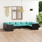 9-Piece Lounging Set with Cushions Poly Rattan 1