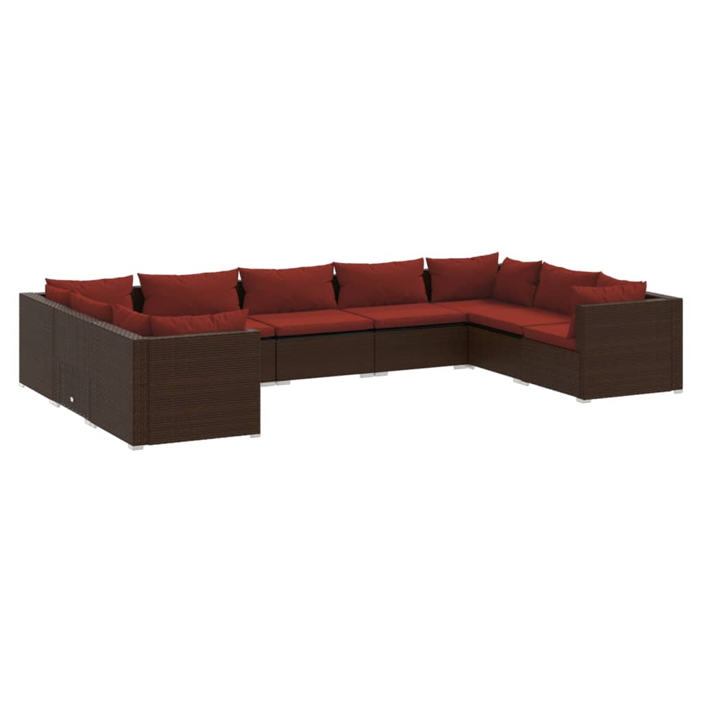 9-Delige Loungeset Met Kussens Poly Rattan 1