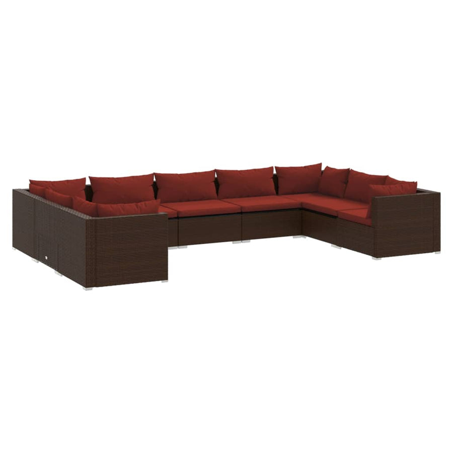 9-Delige Loungeset Met Kussens Poly Rattan 1