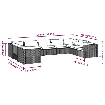 9-Delige Loungeset Met Kussens Poly Rattan 1