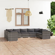 Loungeset 9-delig poly rattan grijs