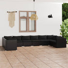 10-delige Loungeset met kussens poly rattan zwart 4x hoek + 6x midden