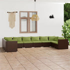 0-Delige Loungeset Met Kussens Poly Rattan Bruin En Groen 4x hoek + 6x midden