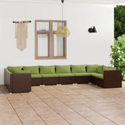 Loungeset 10-delig poly rattan bruin