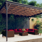 11-delige Loungeset met kussens poly rattan bruin Bruin en rood