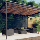 -Delige Loungeset Met Kussens Poly Rattan Grijs En Antraciet 4x hoek + 6x midden + Tafel