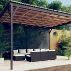 10-delige Loungeset met kussens poly rattan zwart 2x hoek + 6x midden + 2x voetensteun