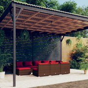 Loungeset poly rattan 10-delig bruin