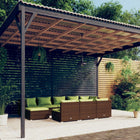 10-delige Loungeset met kussens poly rattan bruin 2x hoek + 6x midden + 2x voetensteun