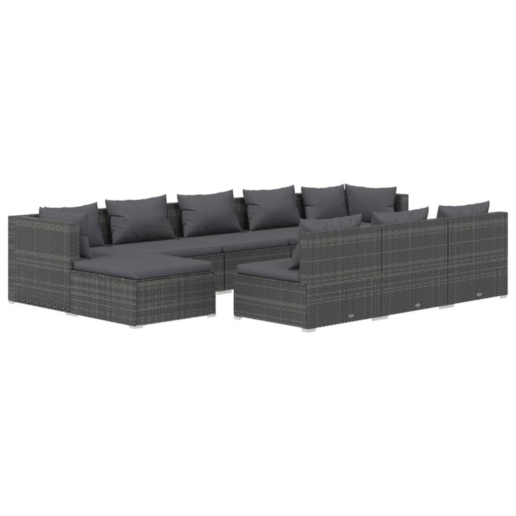 10-Delige Loungeset Met Kussens Poly Rattan 1