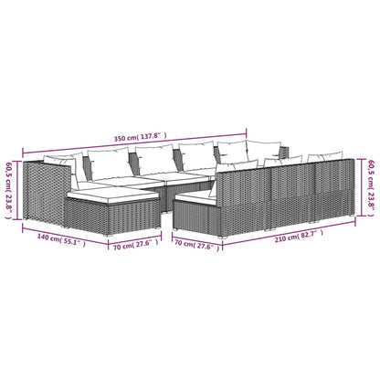 10-Delige Loungeset Met Kussens Poly Rattan 1