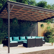 Loungeset 9-delig poly rattan zwart