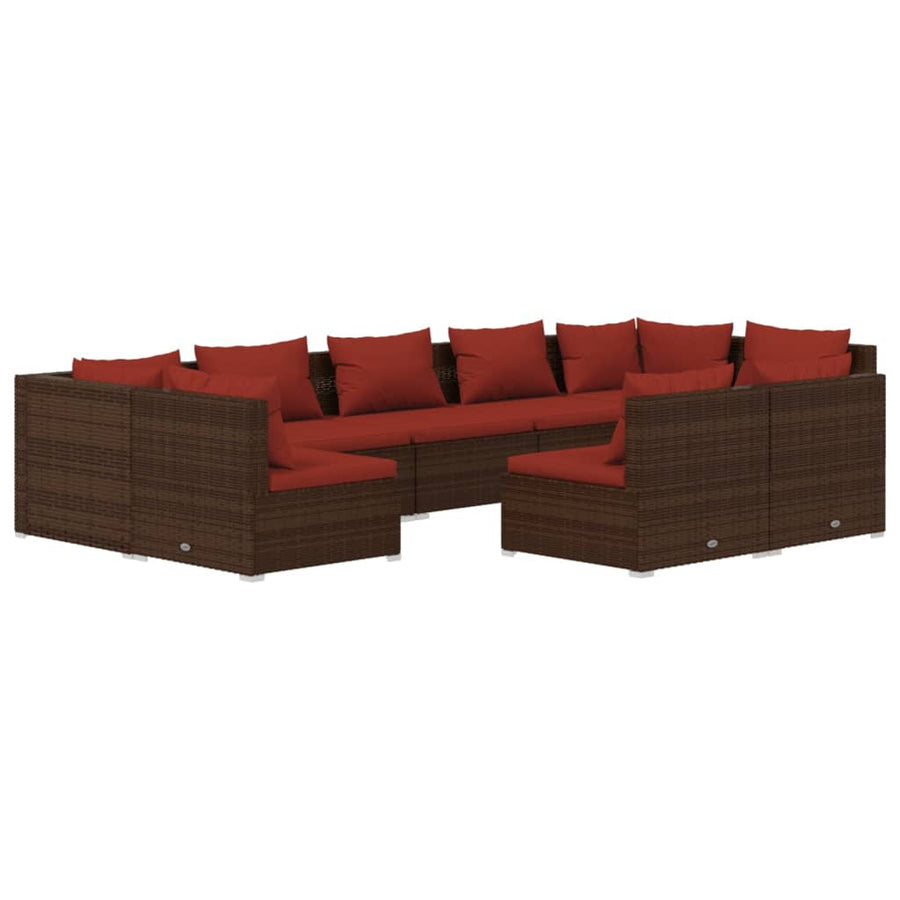 9-Delige Loungeset Met Kussens Poly Rattan 1