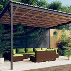 9-delige Loungeset met kussens poly rattan bruin 2x hoek + 7x midden