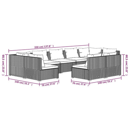 9-Delige Loungeset Met Kussens Poly Rattan 1