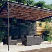 Loungeset 9-delig poly rattan grijs