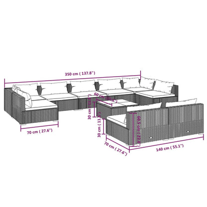 10-Delige Loungeset Met Kussens Poly Rattan 1