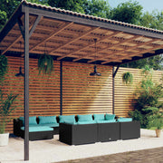 Loungeset 10-delig poly rattan zwart