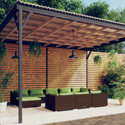 Loungeset poly rattan 10-delig bruin