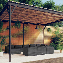 10-delige Loungeset met kussens poly rattan grijs