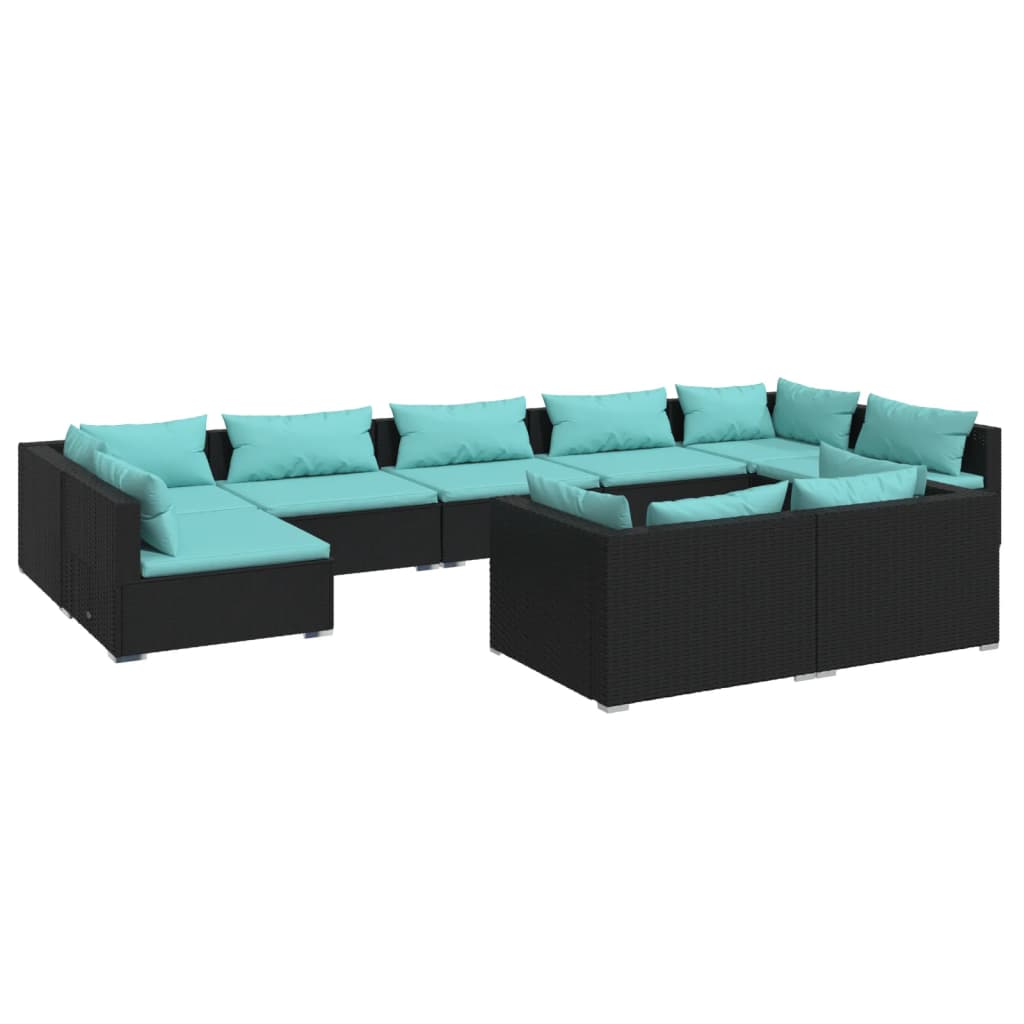 9-Delige Loungeset Met Kussens Poly Rattan 1