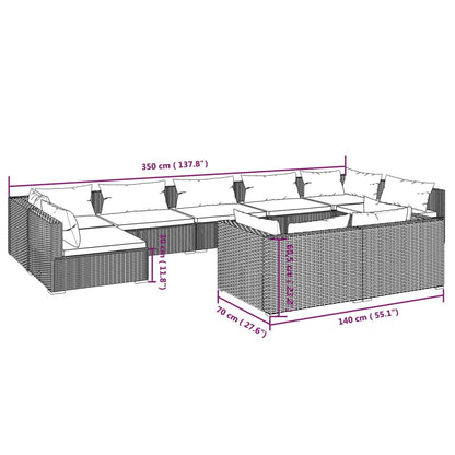 9-Delige Loungeset Met Kussens Poly Rattan 1