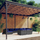 9-Delige Loungeset Met Kussens Poly Rattan Grijs En Donkerblauw 4x hoek + 5x midden