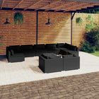 0-Delige Loungeset Met Kussens Poly Rattan Zwart 4x hoek + 5x midden + Tafel