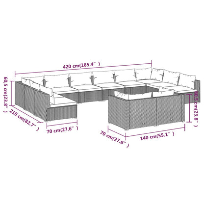12-Delige Loungeset Met Kussens Poly Rattan 1