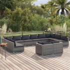 Loungeset 12-delig poly rattan grijs