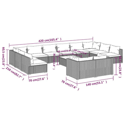 13-Delige Loungeset Met Kussens Poly Rattan 1