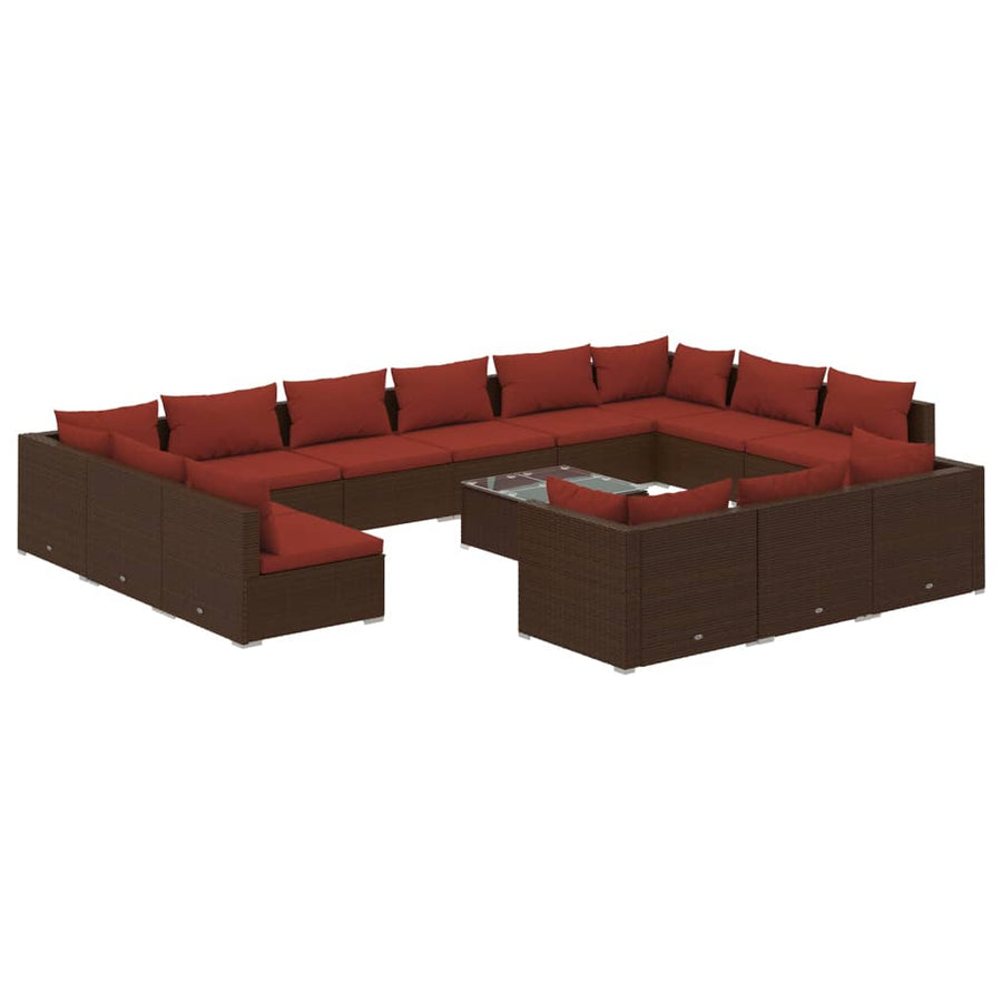 14-Delige Loungeset Met Kussens Poly Rattan 1