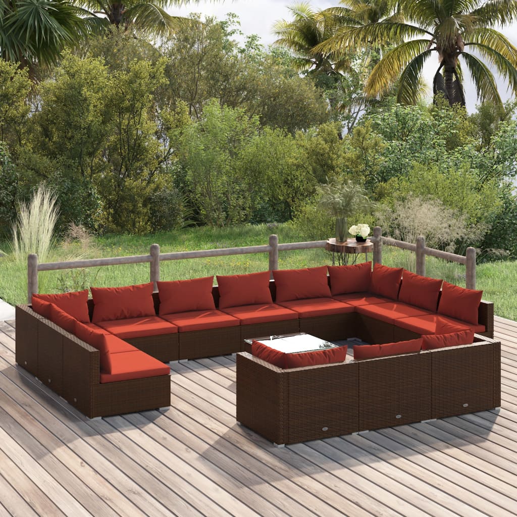 14-Delige Loungeset Met Kussens Poly Rattan 1