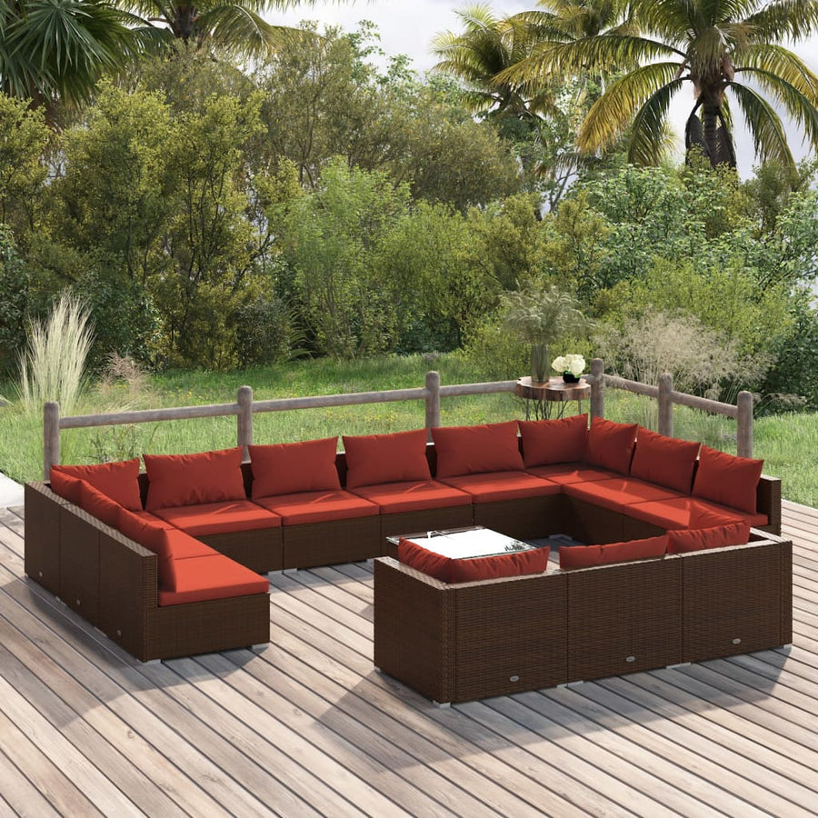 14-Delige Loungeset Met Kussens Poly Rattan 1