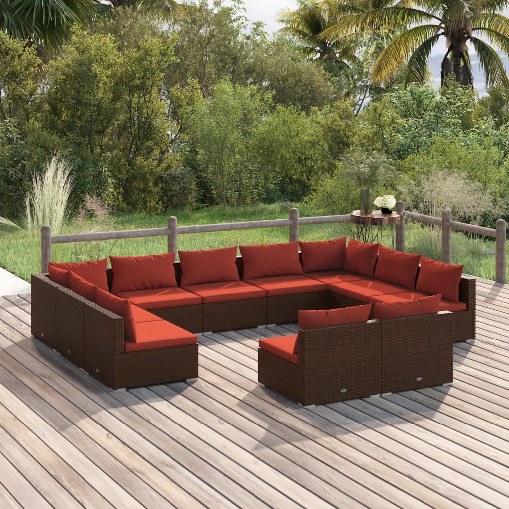1 Loungeset Met Kussens Poly Rattan 1