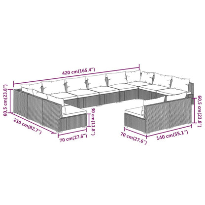 12-Delige Loungeset Met Kussens Poly Rattan 1
