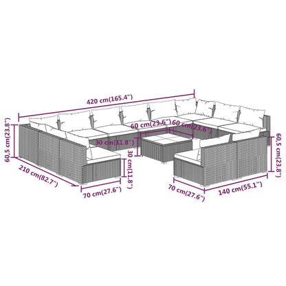13-Delige Loungeset Met Kussens Poly Rattan 1