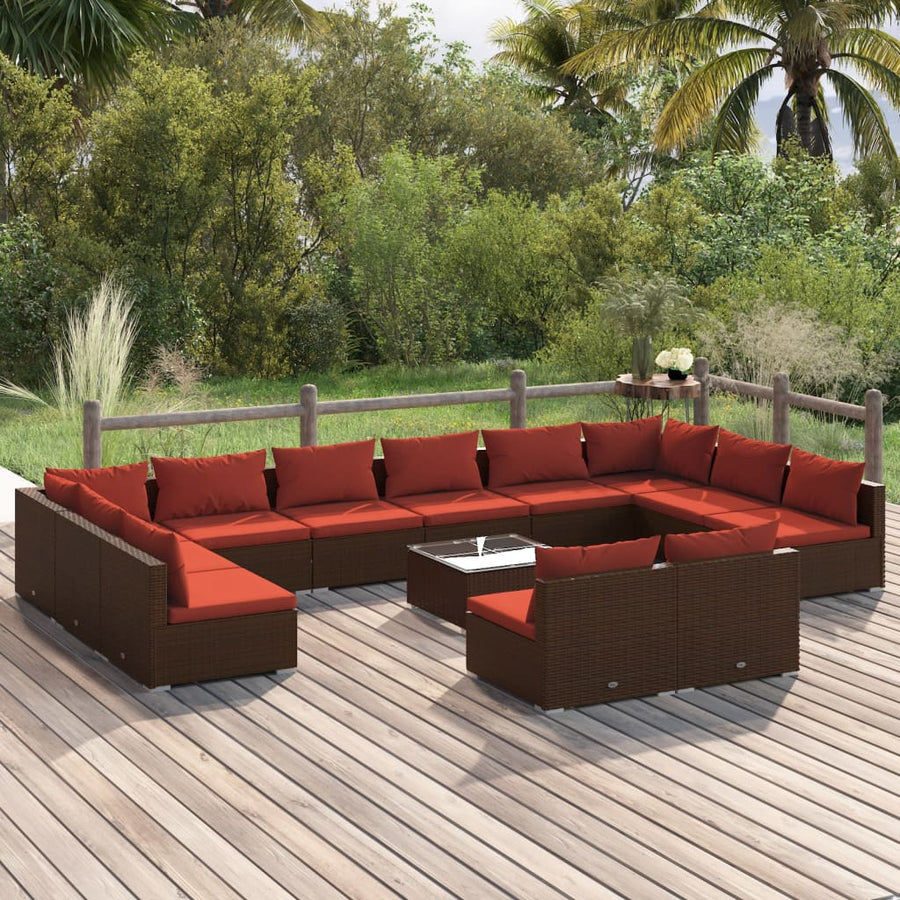 13-Delige Loungeset Met Kussens Poly Rattan 1