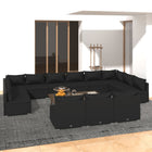 13-delige Loungeset met kussens poly rattan zwart 2x hoek + 11x midden