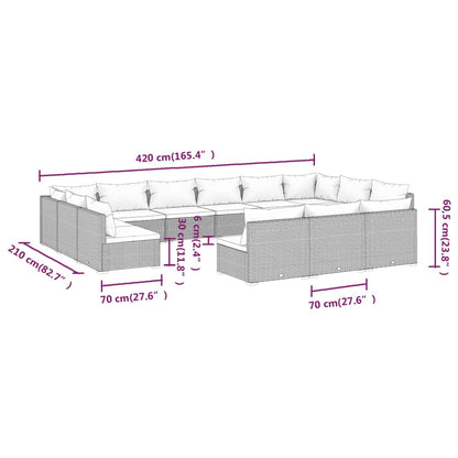 13-Delige Loungeset Met Kussens Poly Rattan 1