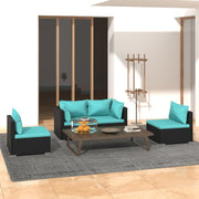 Loungeset 4-delig poly rattan turquoise