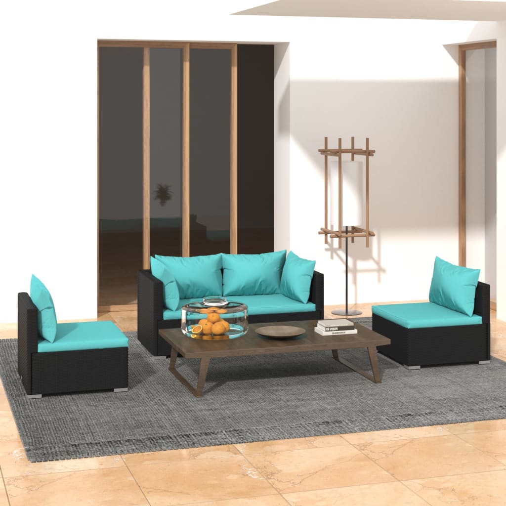 4-Delige Loungeset Met Kussens Poly Rattan 1
